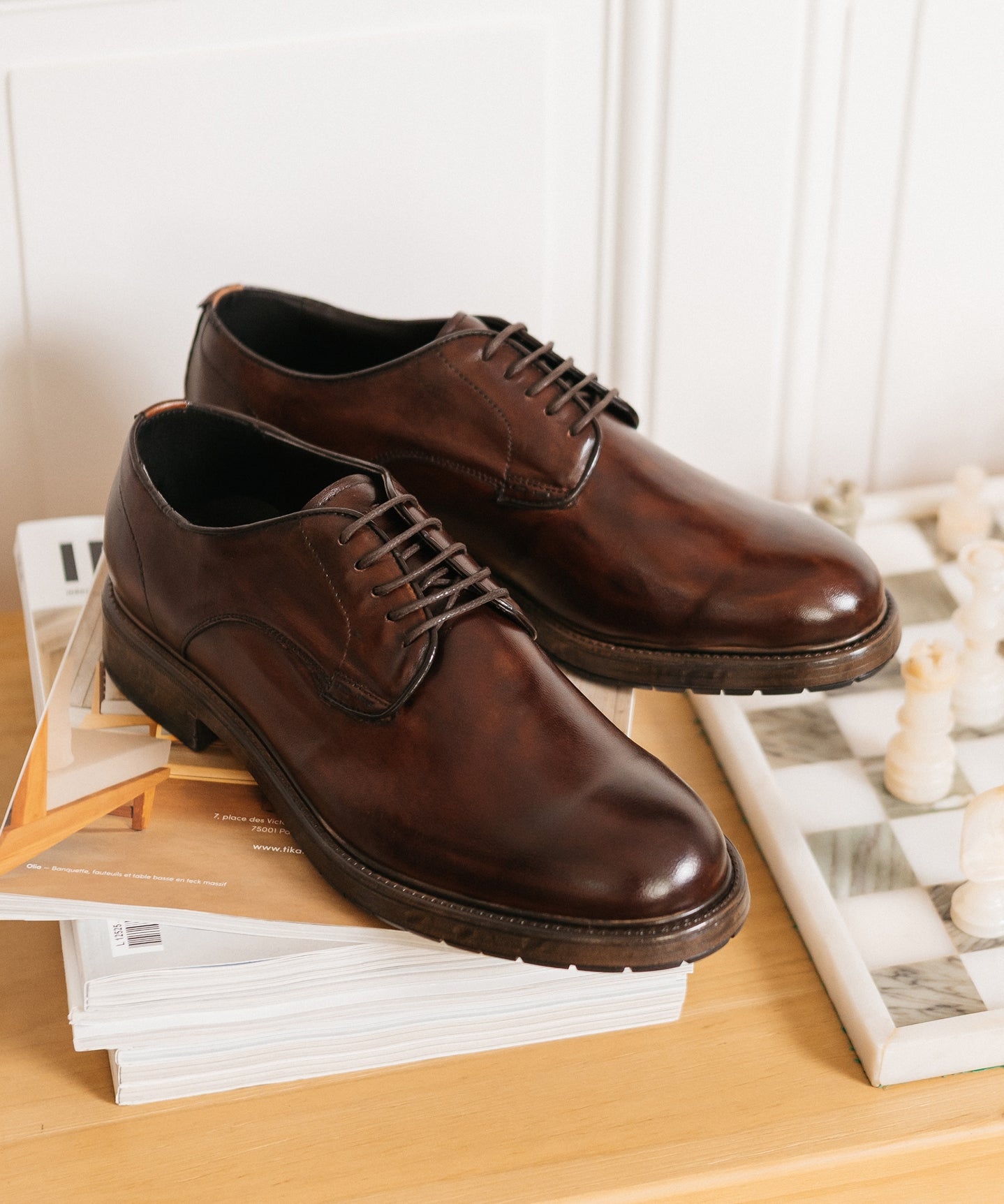 Derbies homme en cuir marron à semelle crantée  – WHALE D KOST